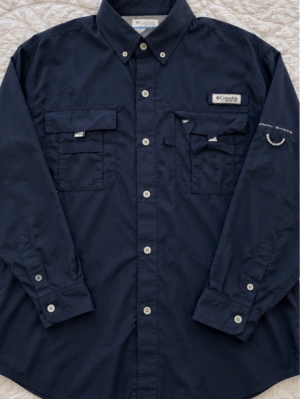 Columbia Men’s Navy Long-Sleeve Omni-Shade Button-Down Shirt